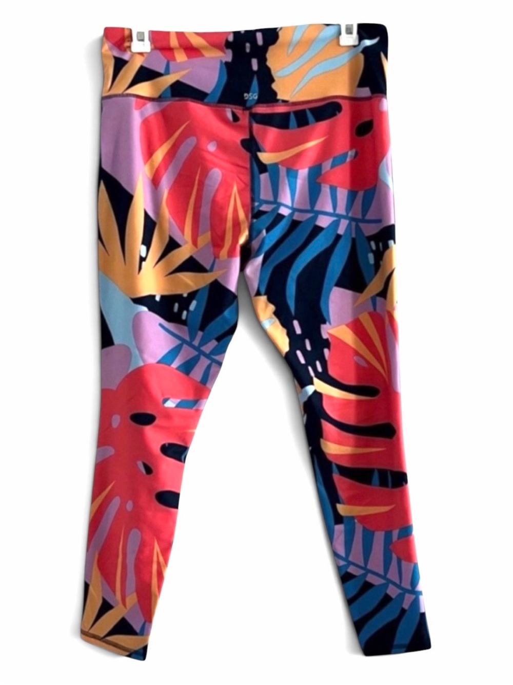 DSG Tropical Monstera Palm Crossover Waist Leggings 2X NWOT 21% Spandex